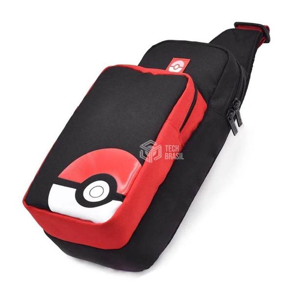 Imagem de Bolsa Mochila Transporte Para Nintendo Switch Pokémon Case Preta/Vermelha