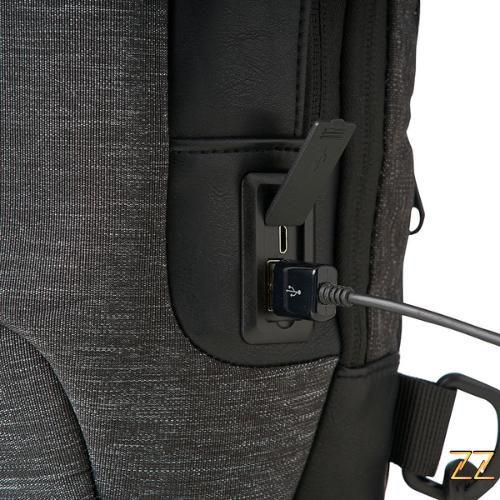 Imagem de Bolsa Mochila Tranversal Anti Furto Usb Carrega Celular