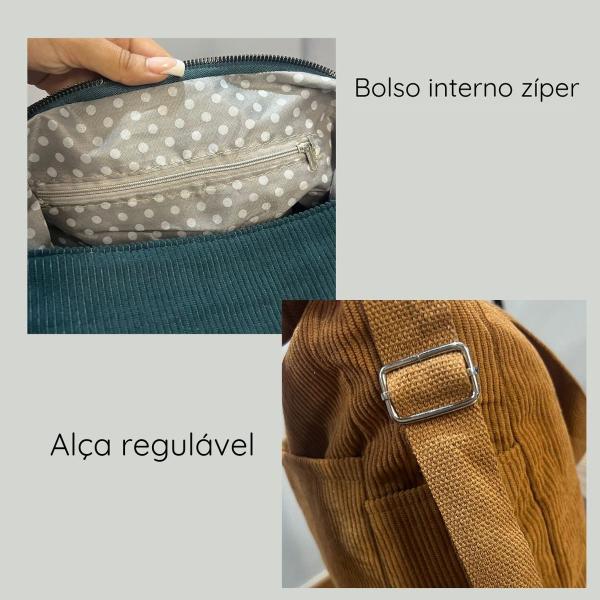 Imagem de Bolsa Mochila Veludo Lateral Media Espaçosa Academia Trabalh