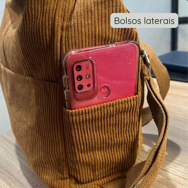 Imagem de Bolsa Mochila Veludo Lateral Media Espaçosa Academia Trabalh