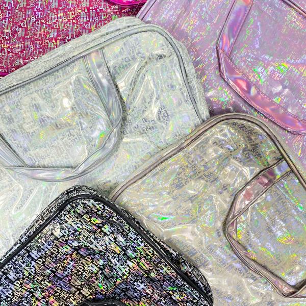 Imagem de Bolsa Nécessaire espaçosa holográfica impermeável Alta Durabilidade