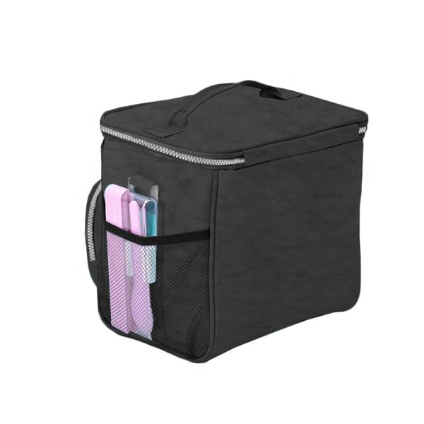 Imagem de Bolsa Necessaire Multiuso Térmica Feminina Bolso Frontal Externo Acampamento Top Alça Regulável Preta Espaçosa Lanches