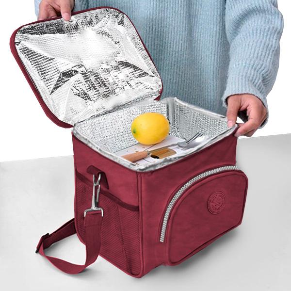 Imagem de Bolsa Necessaire Multiuso Térmica Feminina Bolso Frontal Externo Acampamento Top Alça Regulável Preta Espaçosa Lanches