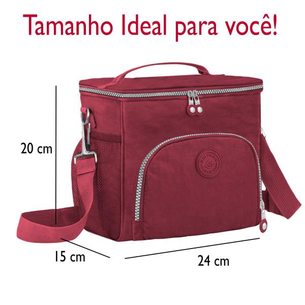 Imagem de Bolsa Necessaire Multiuso Térmica Feminina Bolso Frontal Externo Acampamento Top Alça Regulável Preta Espaçosa Lanches