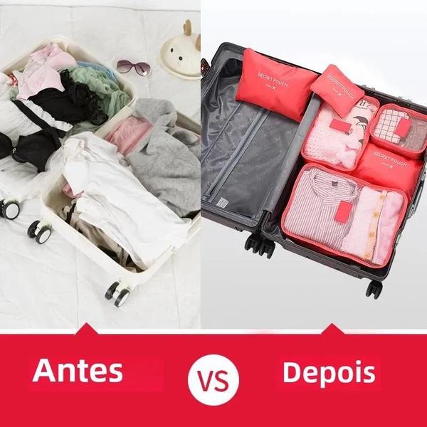 Imagem de Bolsa Organizadora de Viagem Feminina - Kit com 6 Peças para Mala e Roupas