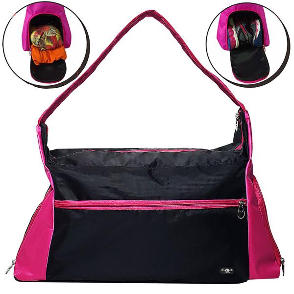 Imagem de Bolsa para Academia Exercicios Mala Feminina Rosa Porta Roupas Molhadas Tênis Toalhas Luta Natação