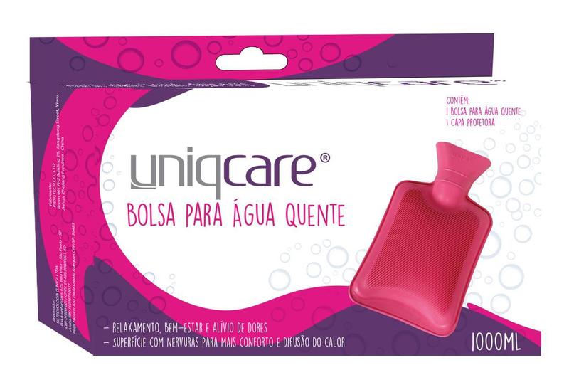 Imagem de Bolsa para Água Quente com Capa para Aquecer os pés/corpo em Dias Frios Rosa Uniqcare