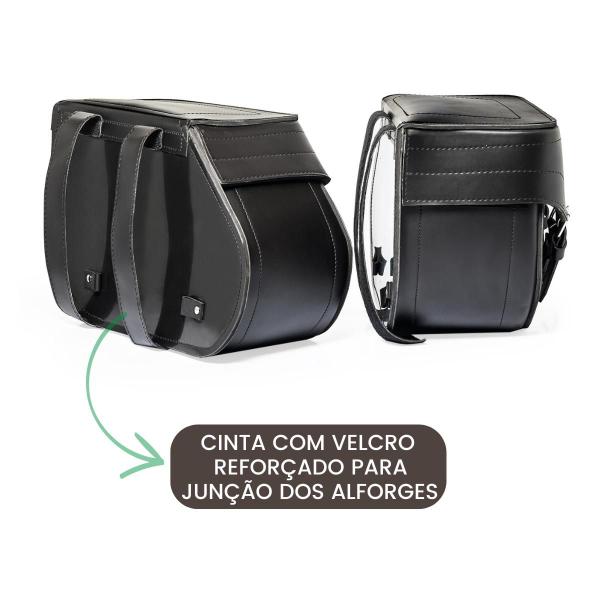 Imagem de Bolsa Para Moto Custom Alforge Lateral 30 Litros + Afastador Harley Davidson Fat Boy até 2017