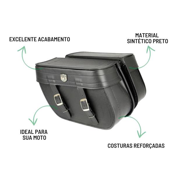 Imagem de Bolsa Para Moto Custom Alforge Losango Liso 64 Litros Par + Afastador Moto Triumph Bonneville T 120