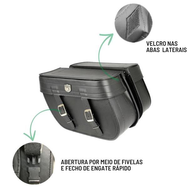 Imagem de Bolsa Para Moto Custom Alforge Losango Liso 64 Litros Par + Afastador Moto Triumph Bonneville T 120