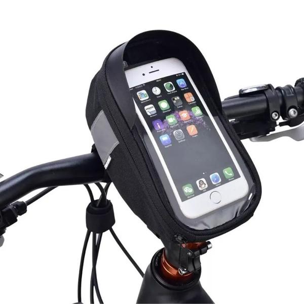 Imagem de Bolsa Para Smartphone Celular e Acessórios Bike + Par Sinalizador