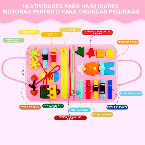 Imagem de Bolsa Pasta Infantil Pedagógica Atividades Aprendizados Montessori Sensorial e Diversão Pré-escolares