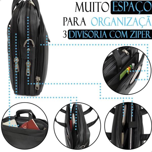 Imagem de Bolsa Pasta Maleta Case Executiva P/ Notebook Grande Tiracolo Feminina Masculina KVN