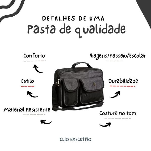 Imagem de Bolsa Pasta Maleta Transversal Executiva Notebook C/ Alça De Ombro - Trabalho, Faculdade - Clio