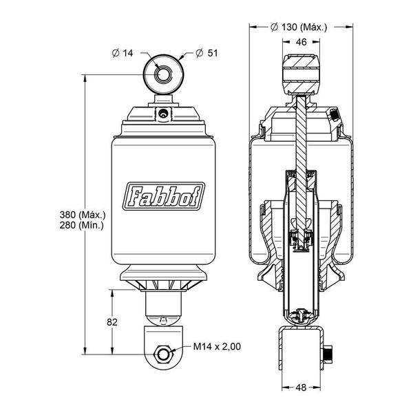 Imagem de Bolsa Pneumática Cabine Highline/Streamline Dianteira - 2 Un