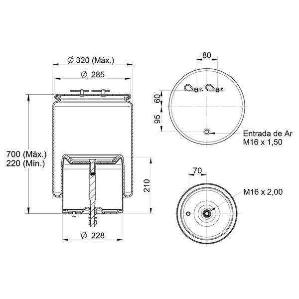 Imagem de Bolsa Pneumática Suspensão Eixo c/ Base Scania P S4 S5 NTG