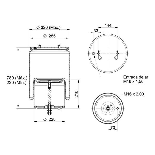 Imagem de Bolsa Pneumática Suspensão Eixo c/ Base Scania S4/S5 G/R