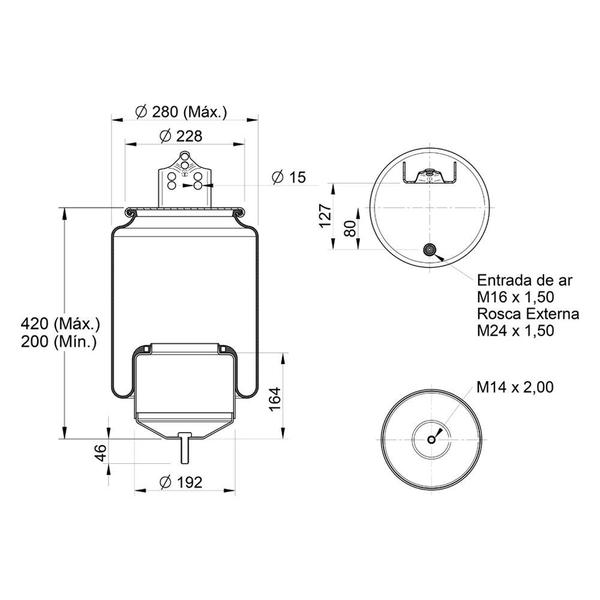 Imagem de Bolsa Pneumática Suspensão Eixo c Base Volvo FH 2012 2013