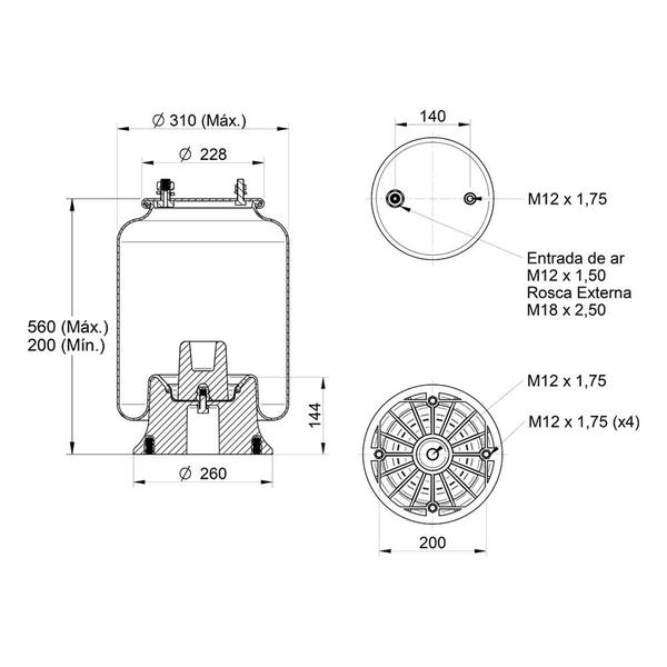 Imagem de Bolsa Pneumática Suspensão Eixo Carreta Randon com base