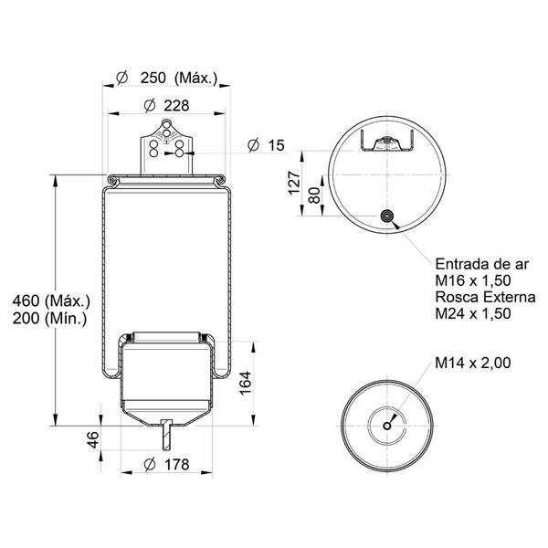 Imagem de Bolsa Pneumática Suspensão Eixo Volvo FH 2013 2014 c Base