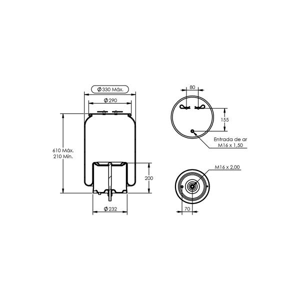 Imagem de Bolsa pneumática traseira SC Serie 5 e 6 - ST032K Suspentech