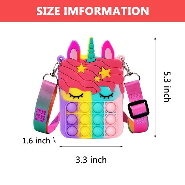 Imagem de Bolsa Pop Bag Civan Unicorn com brinquedo Fidget para meninas e mulheres