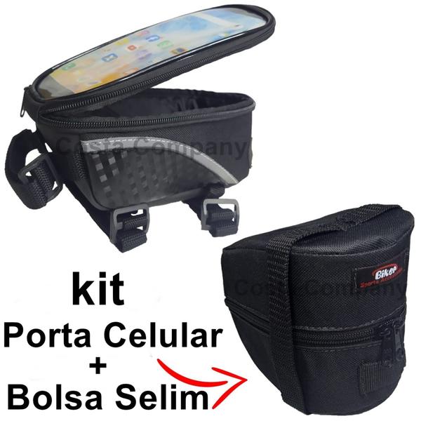 Imagem de Bolsa Porta Celular e Acessórios + Bolsa de Selim para bike MTB SPEED