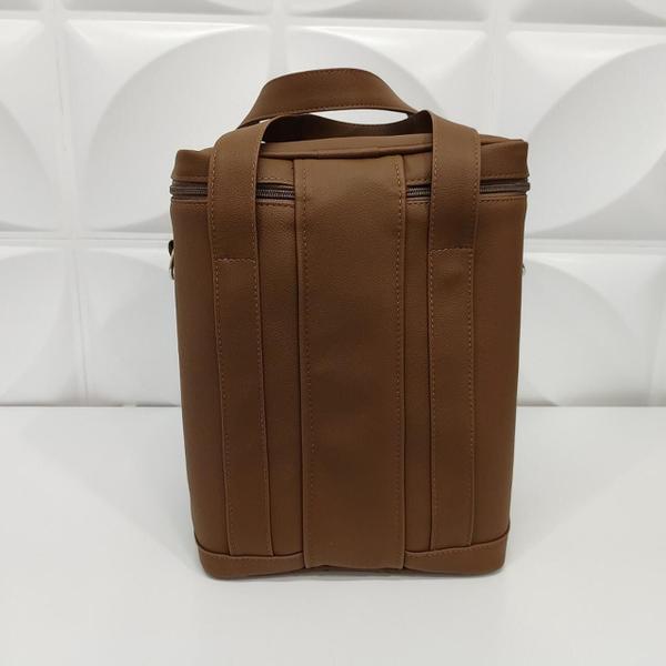 Imagem de Bolsa Porta Vinho Marrom Elegante e Kit  5 peças p/ Vinho