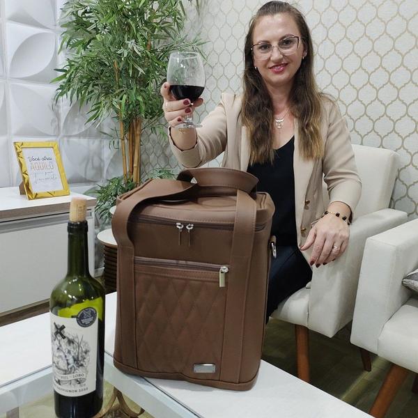 Imagem de Bolsa Porta Vinho Personalizada Marrom - Coutre Bolsas