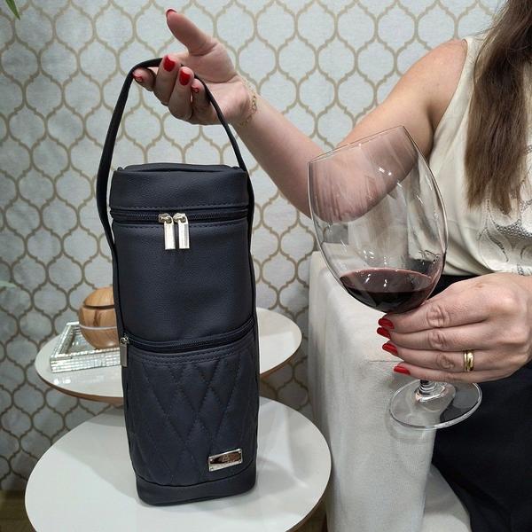 Imagem de Bolsa Porta Vinho Personalizada Preta para 1 Garrafa - Coutre Bolsas