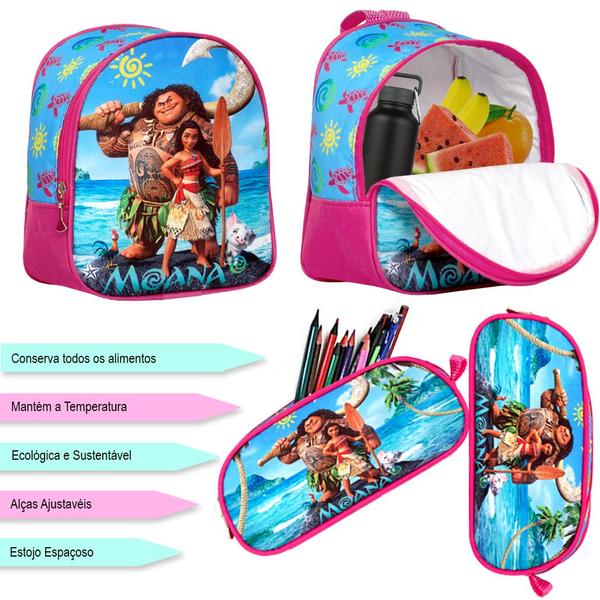 Imagem de Bolsa Rodinha Infantil Moana Personagens Lancheira Térmica