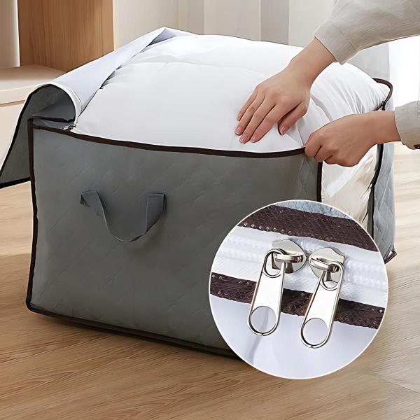 Imagem de Bolsa Saco de armazenamento com fecho dobravel Organizador Edredom Casaco Cobertor Roupas Toalha Caixa Guarda Roupa Closet Armário Com Tampa