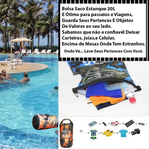 Imagem de Bolsa Saco Estanque A Prova D'água Beg Boia Natação Impermeável 20L Praia Piscina