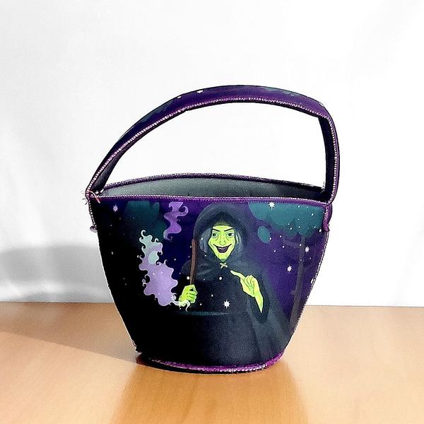 Imagem de Bolsa Sacola Estampada Halloween Doces e Enfeite Bruxinha