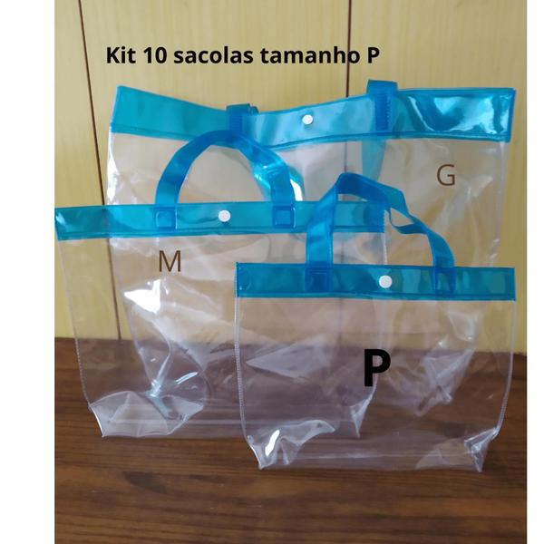 Imagem de Bolsa/Sacola plástica tamanho  "G" (42 x 32 x 10) Kit com 3 unidades - práia e academias