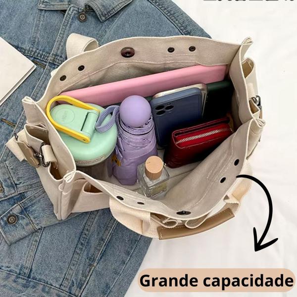 Imagem de Bolsa Sacola Unissex Espaçosa Media Passeio Transversal Luxo