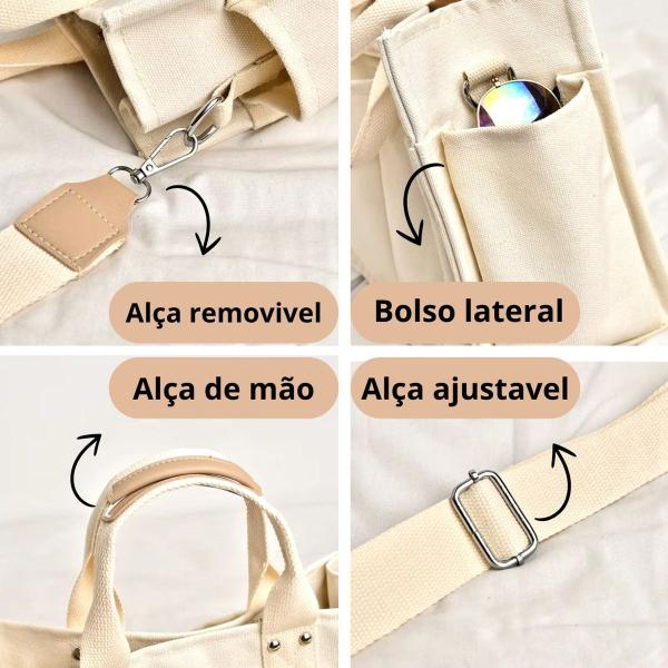 Imagem de Bolsa Sacola Unissex Espaçosa Media Passeio Transversal Luxo