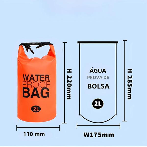 Imagem de Bolsa Seca à Prova d'Água 2L - Ideal para Natação, Caiaque, Caminhada e Mais