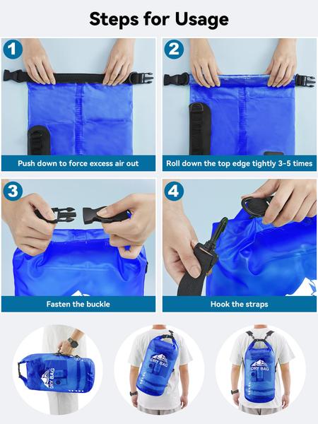 Imagem de Bolsa seca HEETA impermeável 10L com capa de telefone para viagem azul