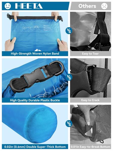 Imagem de Bolsa seca HEETA impermeável 30L com capa de telefone para viagem azul