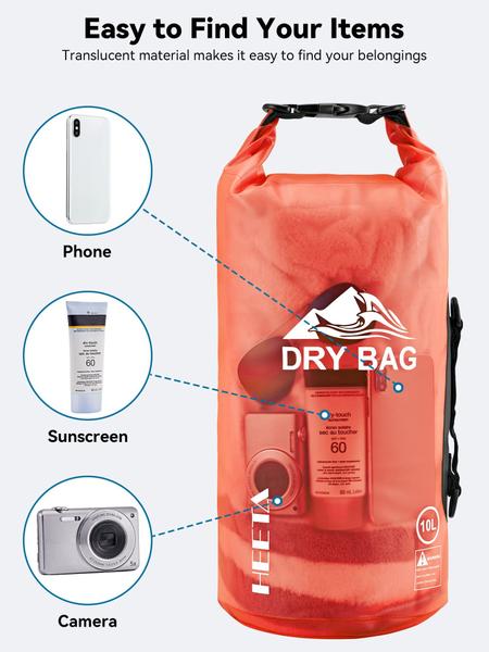 Imagem de Bolsa seca HEETA Waterproof 5L para viagens, natação e passeios de barco