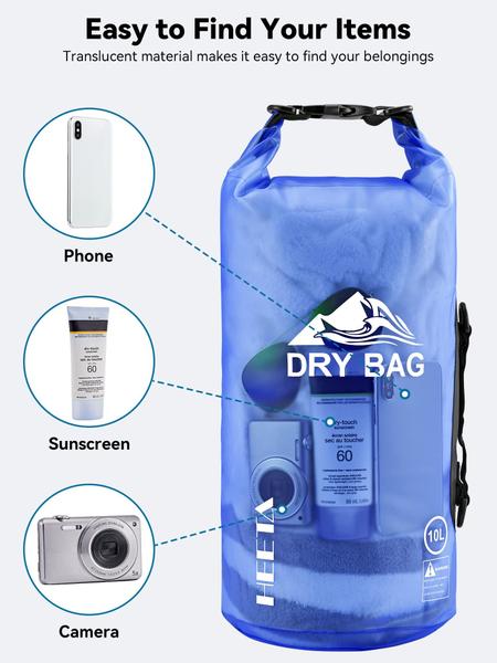 Imagem de Bolsa seca HEETA Waterproof 5L para viagens, natação e passeios de barco