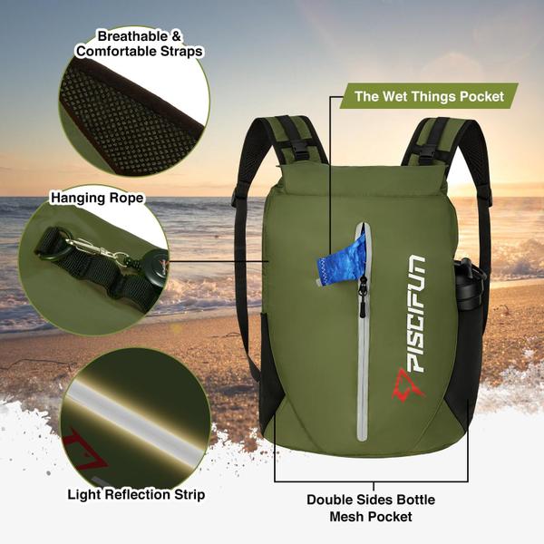 Imagem de Bolsa seca impermeável Piscifun Dry Bag 20L com bolsa de cintura e capa de telefone