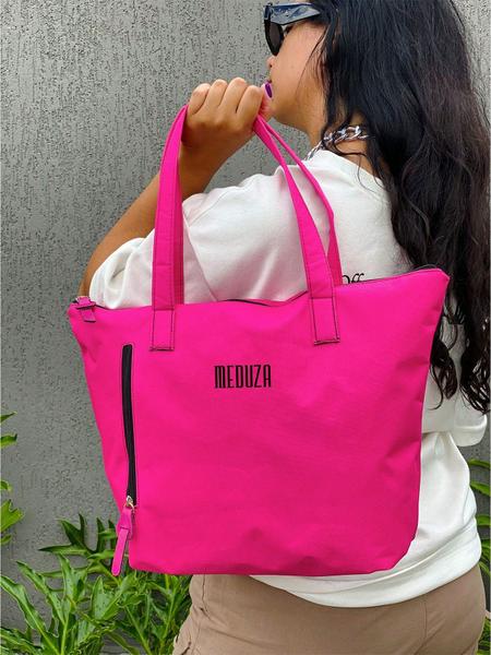 Imagem de Bolsa Shopper Nylon MEDUZA de Ombro Clean Esportiva Academia Bags Gym Masculino Feminino Ziper Vertical Frontal Resistente Treino Crossbody Unisex