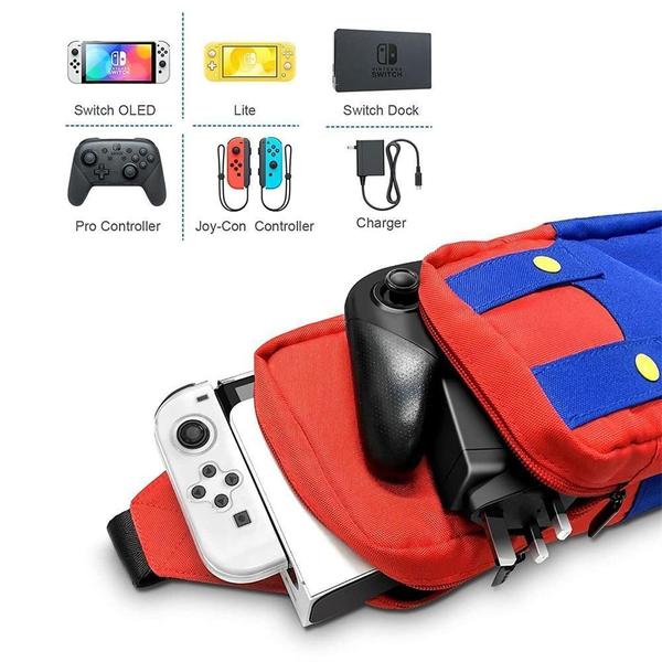 Imagem de Bolsa Sling Nintendo Switch Oled Lite Vermelha E Azul Mario