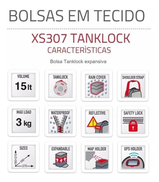 Imagem de Bolsa Tanque Givi Tanklock Extensiva 15 Litros XS307 Moto