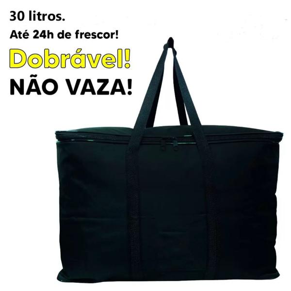 Imagem de Bolsa Térmica 12 Litros Reforçada Praia/camping/ Pesca Preto