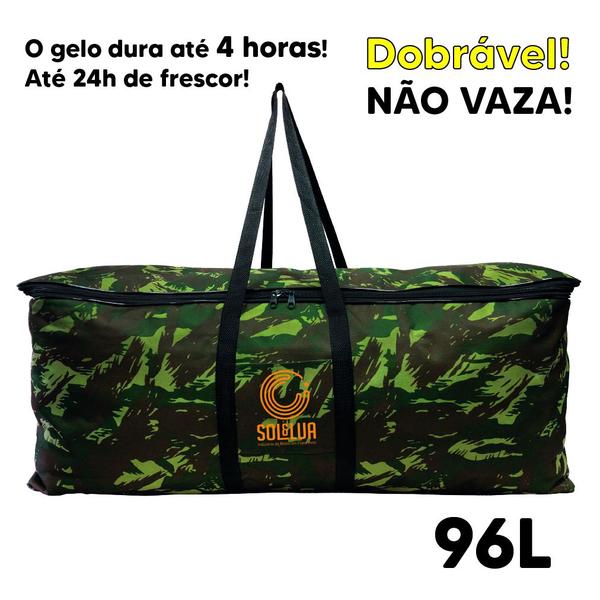 Imagem de Bolsa Térmica 96 Litros Não Vaza Preta ou Camuflada para Cerveja Pesca