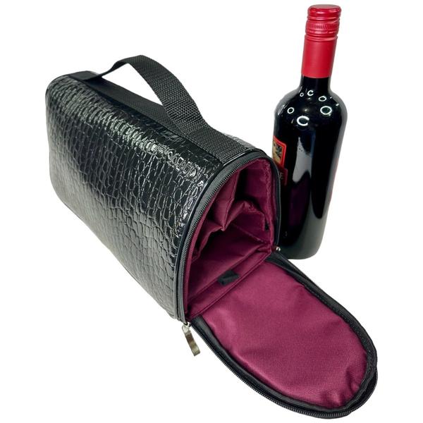 Imagem de Bolsa Térmica Bebidas Wine Bag Porta Vinho 3 Garrafas ou Taças Sacola Proteção - PV3K - Várias Cores