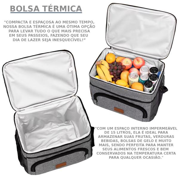 Imagem de Bolsa Termica Camping Parque Lazer Espaçosa 15L Impermeavel Lancheira Mantem Temperatura